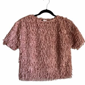 Zara | Girl’s Pink Fuzzy Fringe Eyelash Top sz 11/12
